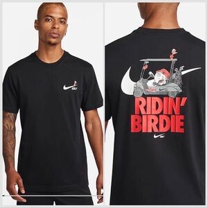 New Nike Black Short-Sleeve Swoosh Logo Tee Golf graphic 2XL Ridin’ Birdie